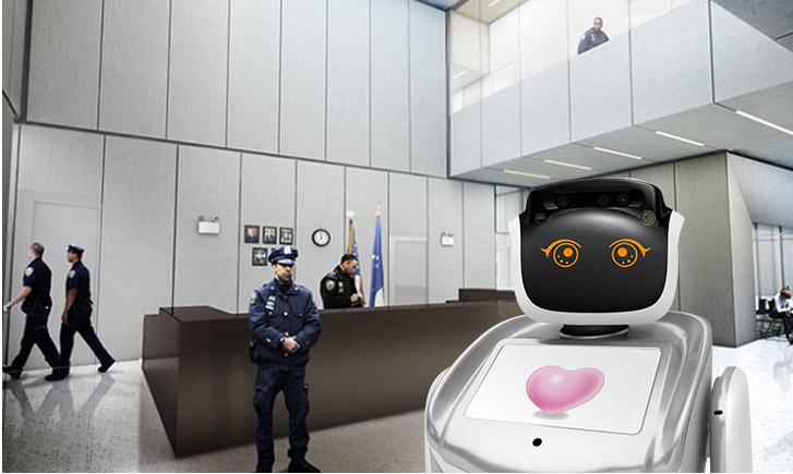 service robot for police station, robot police officer, robot police assistant