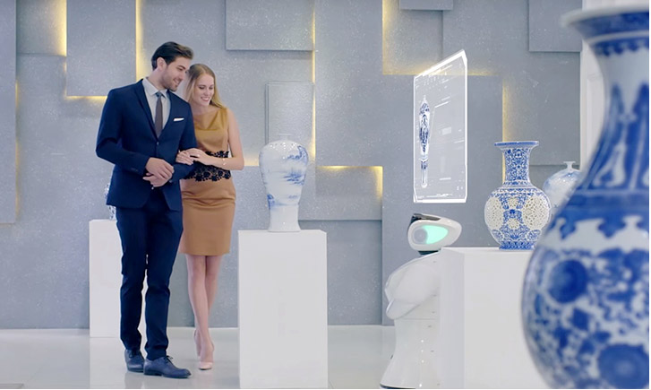 customer reception robot, service robot for professional user, museum robot